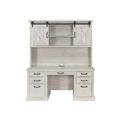 Pemberly Row Assembled Rustic Desk Office Writing Table Wood Credenza In White -CYMAX Sales 2775204 11 L