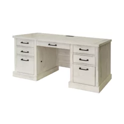 Pemberly Row Assembled Rustic Desk Office Writing Table Wood Credenza In White -CYMAX Sales 2775204 9 L