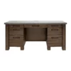 Pemberly Row Home Office Desk Writing Table Wood Credenza Brown Concrete Top -CYMAX Sales 2775209 1 L
