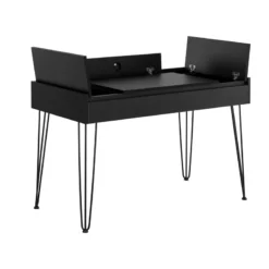 Brant House Niko Veneer Wood Desk With 4 Compartments In Black 11 Brant House Niko Veneer Wood Desk With 4 Compartments In Black -CYMAX Sales 2775482 2 L