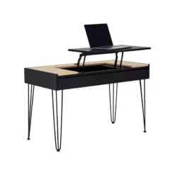 Brant House Niko Wood Desk With Lift Top In Natural And Black 10 Brant House Niko Wood Desk With Lift Top In Natural And Black -CYMAX Sales 2775483 2 L