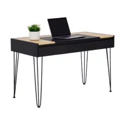 Brant House Niko Wood Desk With Lift Top In Natural And Black 13 Brant House Niko Wood Desk With Lift Top In Natural And Black -CYMAX Sales 2775483 5 L