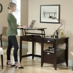 Pemberly Row Lift Top Transitional Engineered Wood Desk In Dark Wood -CYMAX Sales 2775738 17 L