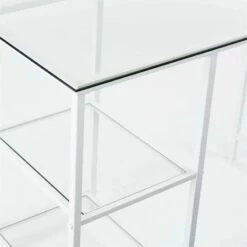 Pemberly Row Contemporary Glass Top Metal Student Desk In White -CYMAX Sales 2775819 2 L