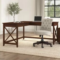 Pemberly Row L Shaped Contemporary Engineered Wood Desk In Cherry -CYMAX Sales 2775846 7 L