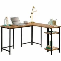 Pemberly Row L-shaped Traditional Engineered Wood Desk In Sindoori Mango/Natural -CYMAX Sales 2776010 2 L