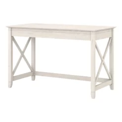 Pemberly Row Farmhouse Engineered Wood Writing Desk In Line White Oak
