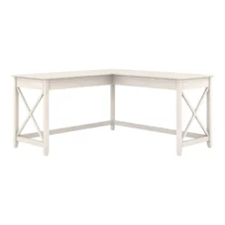 Pemberly Row L Shaped Contemporary Engineered Wood Desk In White