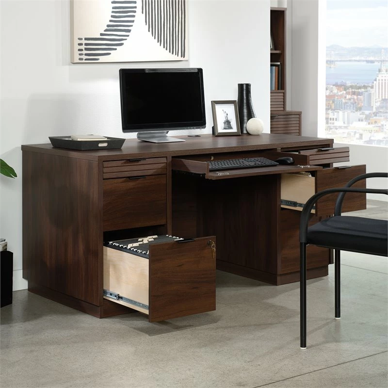 Pemberly Row Contemporary Engineered Wood Computer Desk In Spiced Mahogany 7 Pemberly Row Contemporary Engineered Wood Computer Desk In Spiced Mahogany - Image 5