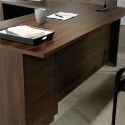 Pemberly Row 72" L-shaped Contemporary Engineered Wood Computer Desk In Mahogany -CYMAX Sales 2776154 17 L