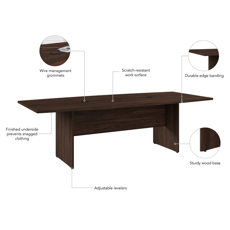 BBF 96"W Boat Shaped Engineered Wood Conference Table In Black Walnut 5 BBF 96"W Boat Shaped Engineered Wood Conference Table In Black Walnut - Image 3