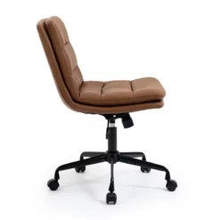 Ayuka Brown Faux Leather Adjustable Height Swivel Office Chair 13 Ayuka Brown Faux Leather Adjustable Height Swivel Office Chair -CYMAX Sales 2779826 2 L