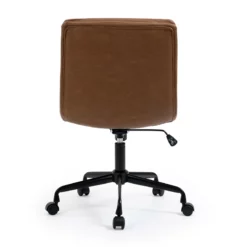 Ayuka Brown Faux Leather Adjustable Height Swivel Office Chair 16 Ayuka Brown Faux Leather Adjustable Height Swivel Office Chair -CYMAX Sales 2779826 4 L