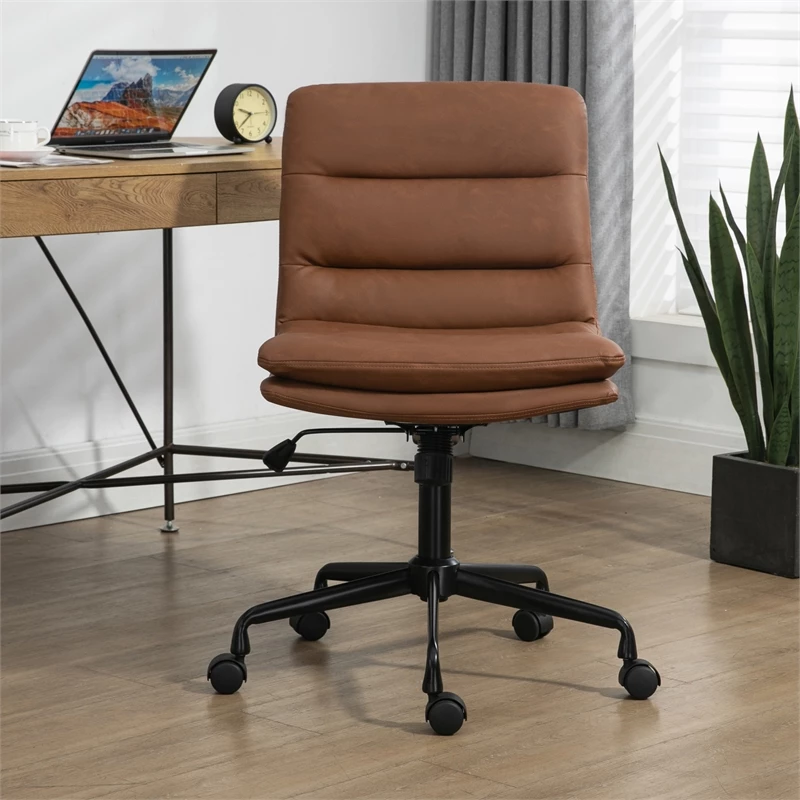 Ayuka Brown Faux Leather Adjustable Height Swivel Office Chair 9 Ayuka Brown Faux Leather Adjustable Height Swivel Office Chair - Image 7