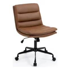 Ayuka Brown Faux Leather Adjustable Height Swivel Office Chair