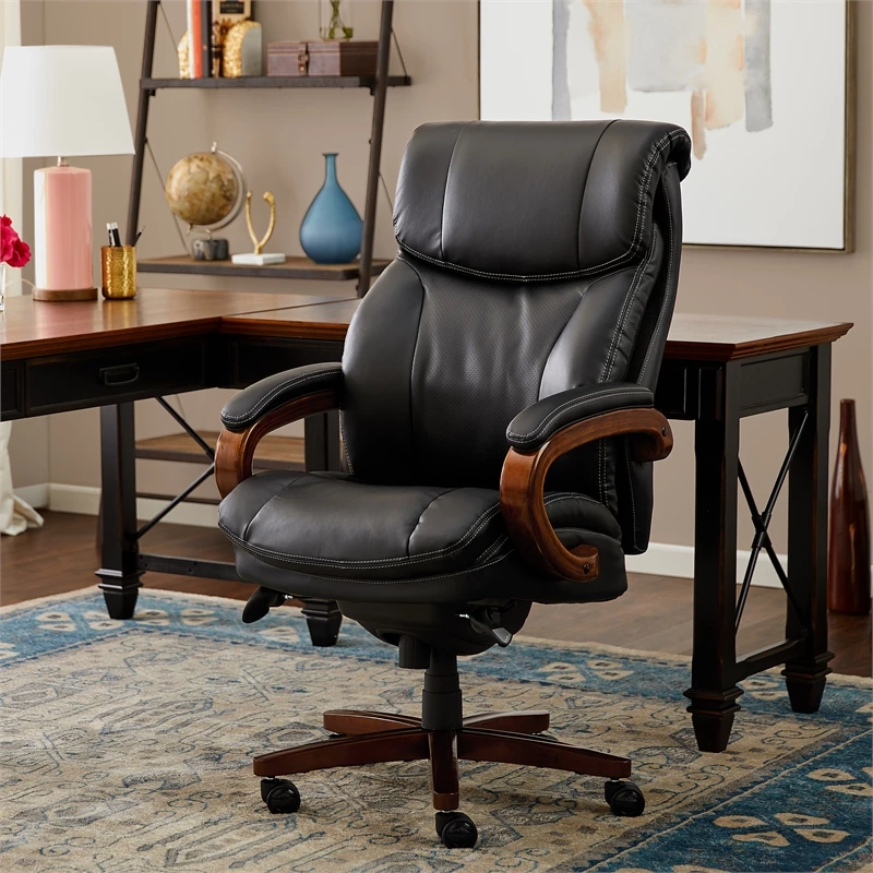 Pemberly Row 32" Upholstered Modern Faux Leather Executive Office Chair In Black 4 Pemberly Row 32" Upholstered Modern Faux Leather Executive Office Chair In Black - Image 2