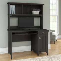 Salinas Small Computer Desk With Hutch In Cape Cod Gray - Engineered Wood -CYMAX Sales 343187 4 L
