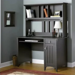 Salinas Small Computer Desk With Hutch In Cape Cod Gray - Engineered Wood -CYMAX Sales 343187 L