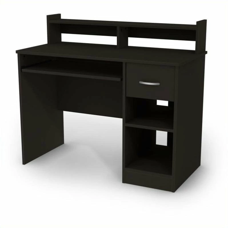 South Shore Axess Small Wood Computer Desk With Hutch In Pure Black 3 South Shore Axess Small Wood Computer Desk With Hutch In Pure Black