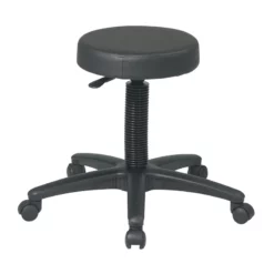 Pneumatic Black Drafting Backless Vinyl Stool With Dual Wheel Casters