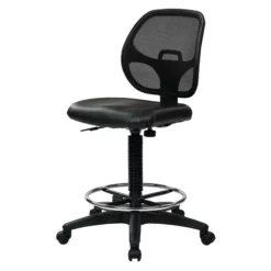 Deluxe Mesh Black Back Drafting Chair With Vinyl Seat -CYMAX Sales 365225 5 L
