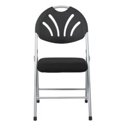 Set Of 4 Plastic Folding Chair In Blue And Silver -CYMAX Sales 365255 3 L