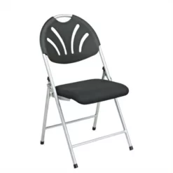 Set Of 4 Plastic Folding Chair In Blue And Silver -CYMAX Sales 365255 L