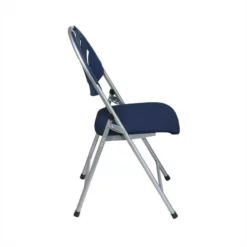 Set Of 4 Plastic Folding Chair In Blue And Silver -CYMAX Sales 365256 2 L