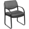 Boss Office Products Fabric Sled Base Guest Chair With Arms In Black Fabric -CYMAX Sales 371180 L