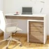 Nexera Liber-T 3 Drawer Computer Desk In White And Walnut 2 Nexera Liber-T 3 Drawer Computer Desk In White And Walnut -CYMAX Sales 383389 L