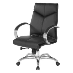 Deluxe Mid Back Black Executive Leather Office Chair -CYMAX Sales 3918 12 L