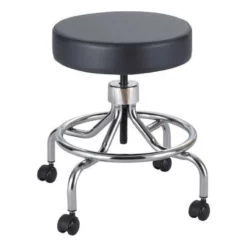 Safco Black Lab Faux Leather Drafting Chair With Manual Low Base Black