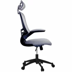 Techni Mobili Executive High Back Office Chair W/ Headrest In Silver Gray Fabric -CYMAX Sales 432741 13 L