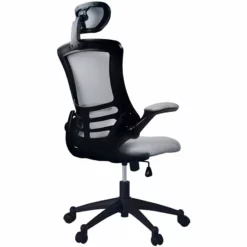 Techni Mobili Executive High Back Office Chair W/ Headrest In Silver Gray Fabric -CYMAX Sales 432741 14 L