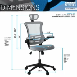 Techni Mobili Executive High Back Office Chair W/ Headrest In Silver Gray Fabric -CYMAX Sales 432741 17 L