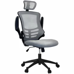 Techni Mobili Executive High Back Office Chair W/ Headrest In Silver Gray Fabric
