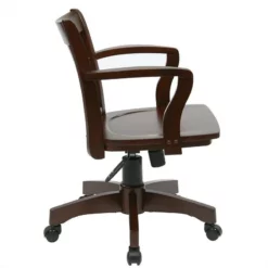 Deluxe Wood Banker's Office Chair With Wood Seat In Espresso -CYMAX Sales 435857 1 L