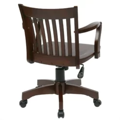 Deluxe Wood Banker's Office Chair With Wood Seat In Espresso -CYMAX Sales 435857 2 L