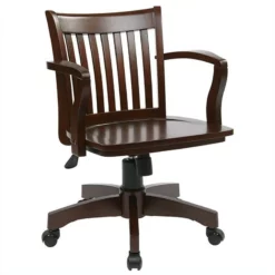 Deluxe Wood Banker's Office Chair With Wood Seat In Espresso -CYMAX Sales 435857 L