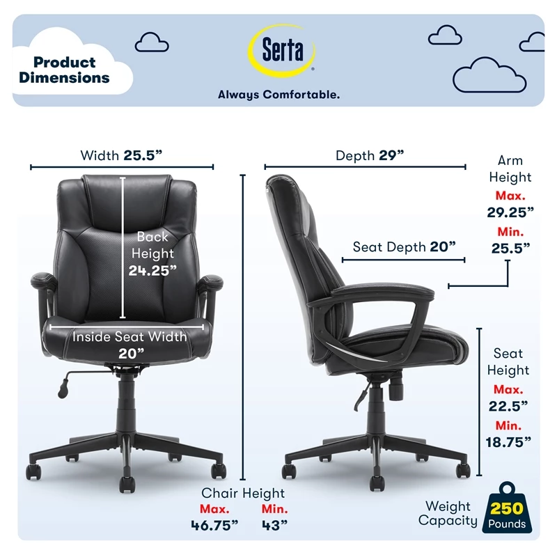 Serta Connor Office Chair Gray Bonded Leather 18 Serta Connor Office Chair Gray Bonded Leather - Image 16