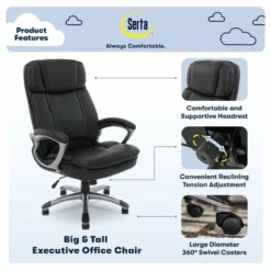 Serta Fairbanks Big And Tall Executive Office Chair Cognac Bonded Leather 32 Serta Fairbanks Big And Tall Executive Office Chair Cognac Bonded Leather -CYMAX Sales 442162 47 L 1