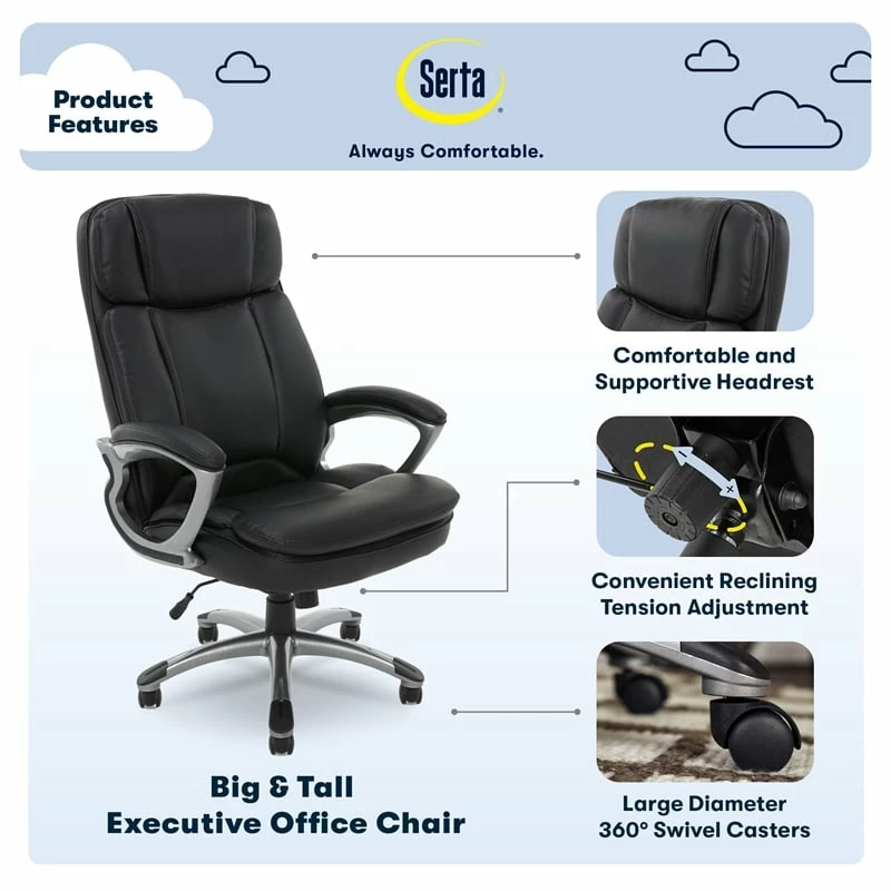Serta Fairbanks Big And Tall Executive Office Chair Cognac Bonded Leather 13 Serta Fairbanks Big And Tall Executive Office Chair Cognac Bonded Leather - Image 11