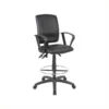 Boss Office Multi Function LeatherPlus Drafting Stool With Loop Arms -CYMAX Sales 449721 L