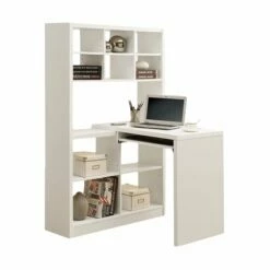 Computer Desk Bookcase Corner L Shape Work Laptop Laminate Brown -CYMAX Sales 452517 1 L