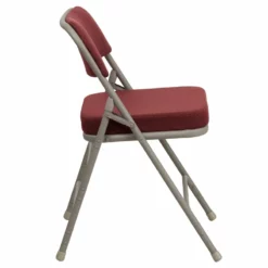 Flash Furniture Hercules Fabric Upholstered/Metal Folding Chair In Burgundy/Gray -CYMAX Sales 461284 3 L