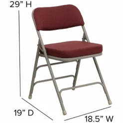 Flash Furniture Hercules Fabric Upholstered/Metal Folding Chair In Burgundy/Gray -CYMAX Sales 461284 6 L