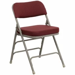 Flash Furniture Hercules Fabric Upholstered/Metal Folding Chair In Burgundy/Gray -CYMAX Sales 461284 L