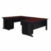 Regency Fusion 66" Double Pedestal U-Desk With 48" Bridge In Mahogany -CYMAX Sales 463395 L