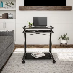 Altra Furniture Mobile Computer Cart And Desk In Black Finish -CYMAX Sales 466208 9 L