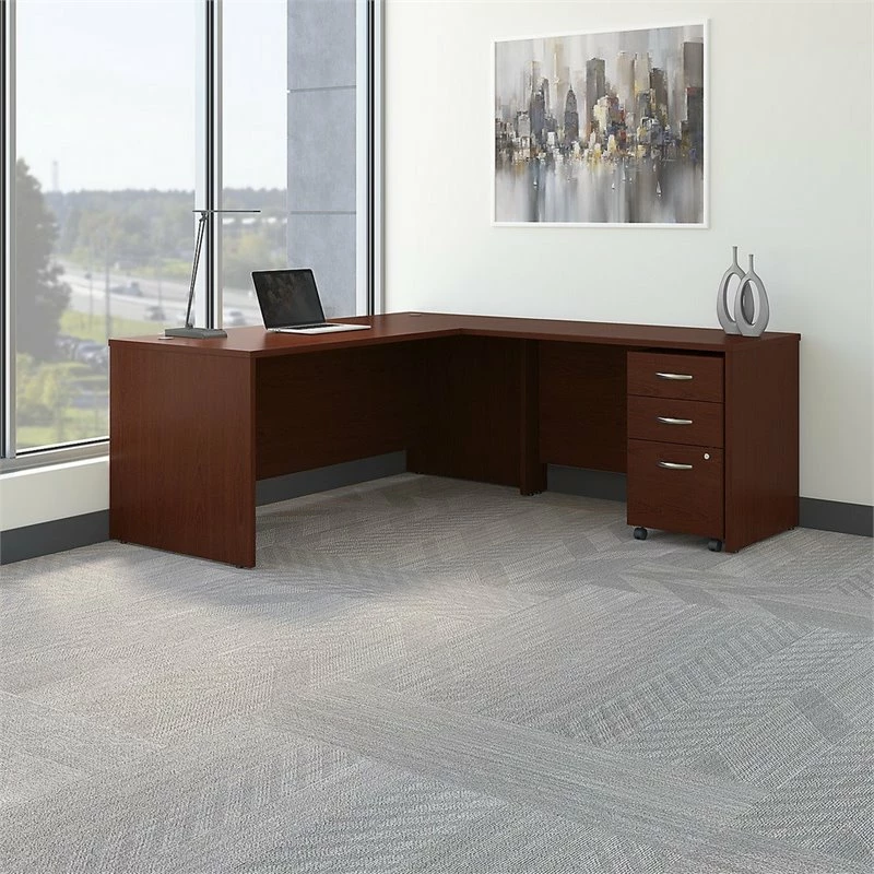 Series C 72W L Shaped Desk With File Cabinet In Mocha Cherry - Engineered Wood 19 Series C 72W L Shaped Desk With File Cabinet In Mocha Cherry - Engineered Wood - Image 17